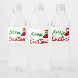 Étiquette Pour Bouteilles D'eau Noël Stocker rouge vert script