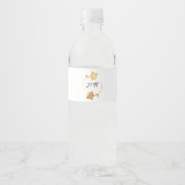 Étiquette Pour Bouteilles D'eau Noir Blanc Golden Flower Monogramme initial