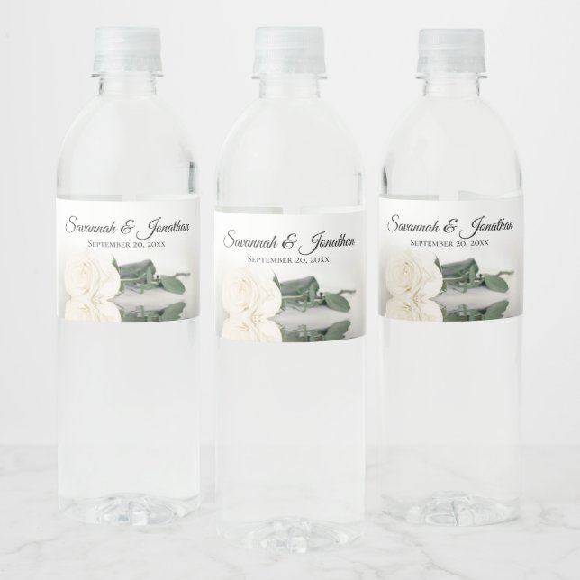 Étiquette Pour Bouteilles D'eau Noms romantiques des couples de rose blanche maria (Bouteilles)