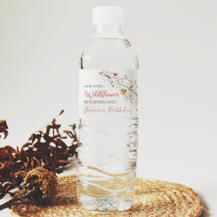 Étiquette Pour Bouteilles D'eau Notre Petite Fleur sauvage Bébée Fille 1er anniver