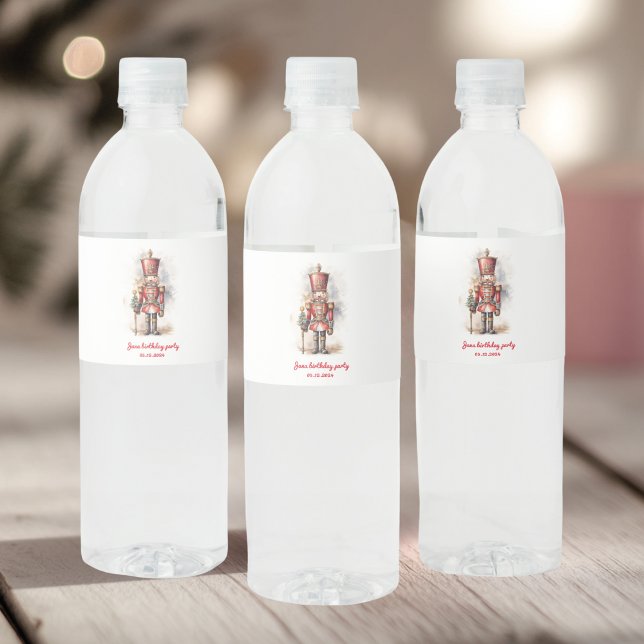 Étiquette Pour Bouteilles D'eau Nutcracker Red Magie Anniversaire (Créateur téléchargé)