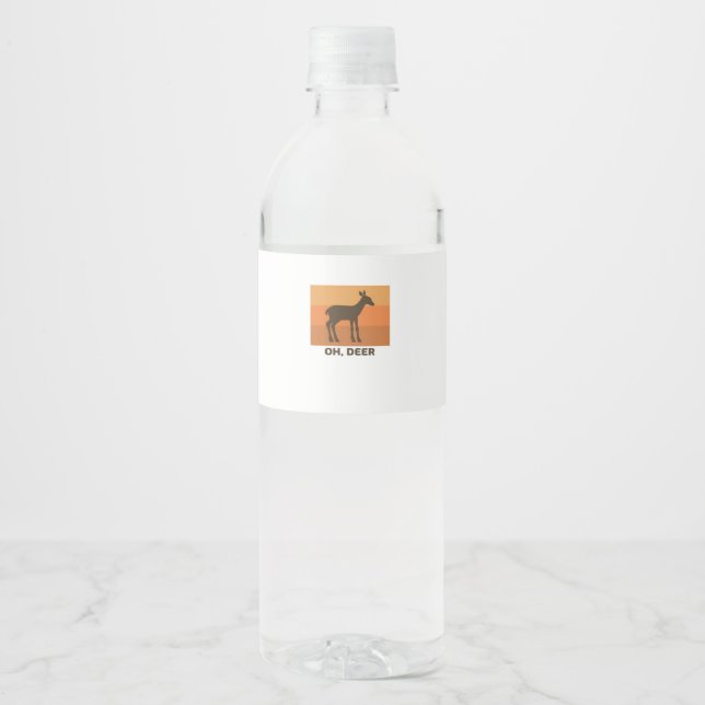 Étiquette Pour Bouteilles D'eau Oh Deer Classic Simple Design  (Devant)