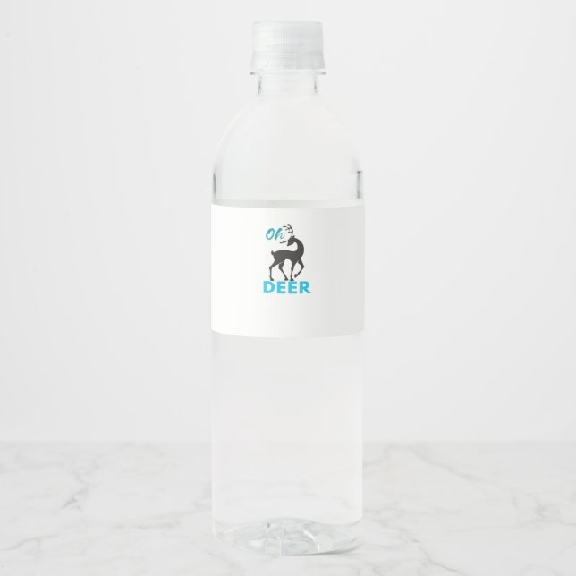 Étiquette Pour Bouteilles D'eau Oh Deer Minimal Design  (Devant)