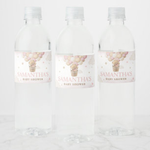 Étiquette Pour Bouteilles D'eau On peut attendre le Baby shower d'ours rose