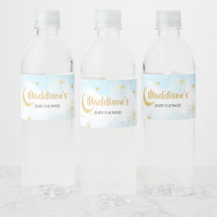 Étiquette Pour Bouteilles D'eau Or Bleu Sur Le Baby shower Lune