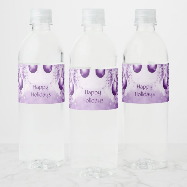 Étiquette Pour Bouteilles D'eau Ornements violets Noël (Bouteilles)