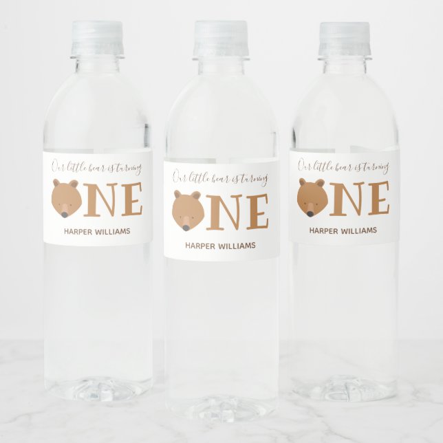 Étiquette Pour Bouteilles D'eau Ours un premier anniversaire (Bouteilles)