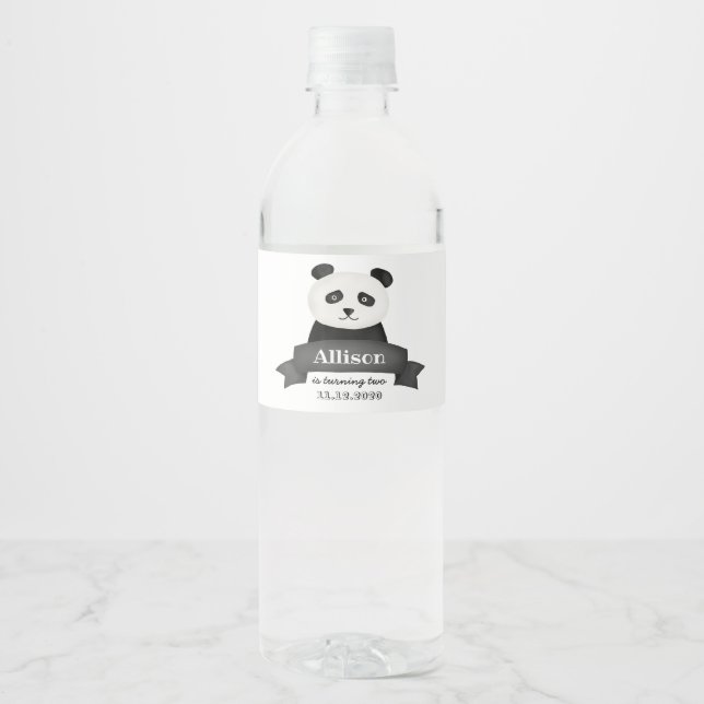 Étiquette Pour Bouteilles D'eau Panda fête d'anniversaire (Devant)