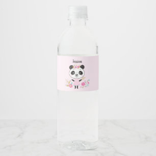 Étiquette Pour Bouteilles D'eau Panda rose cuite personnalisé