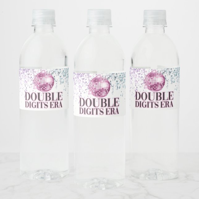 Étiquette Pour Bouteilles D'eau Papier à l'ère des doubles chiffres disco pailleté (Bouteilles)