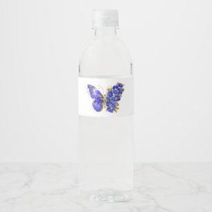 Étiquette Pour Bouteilles D'eau Papillon saphir à fleurs