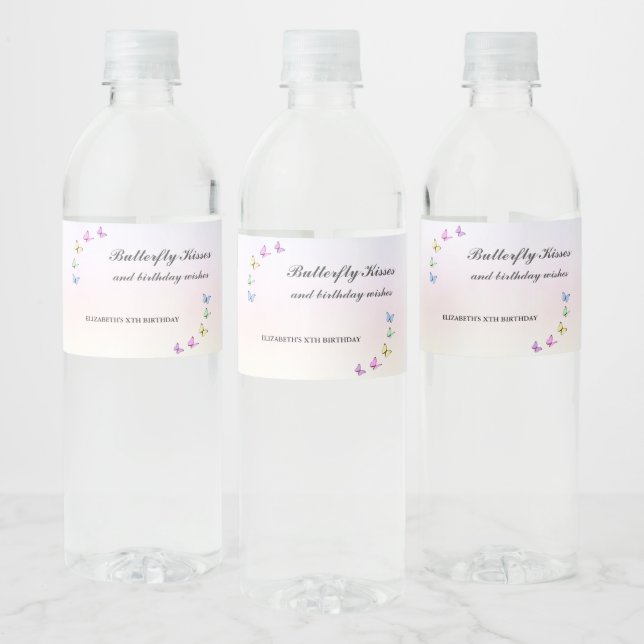Étiquette Pour Bouteilles D'eau Papillons colorés Anniversaire (Bouteilles)