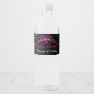 Étiquette Pour Bouteilles D'eau Partie, rose et pourpre de mascarade