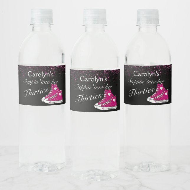 Étiquette Pour Bouteilles D'eau Parties scintillant basket 30e anniversaire (Bouteilles)