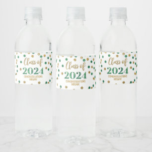Étiquette Pour Bouteilles D'eau Parties scintillant d'or vert Confetti Graduation