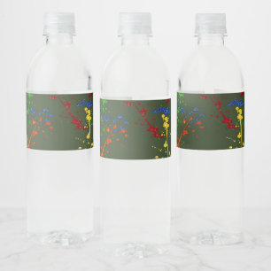 Étiquette Pour Bouteilles D'eau Parties scintillant Paintball Party Paint Splatter