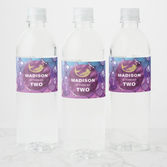 Étiquette Pour Bouteilles D'eau Parties scintillant rose violet d'anniversaire de  (Bouteilles)