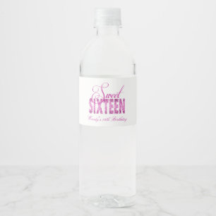 Étiquette Pour Bouteilles D'eau Parties scintillantes roses et fascinantes