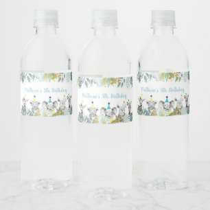 Étiquette Pour Bouteilles D'eau Party Animal Blue Gold Safari Anniversaire