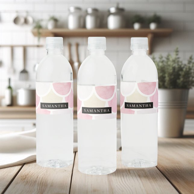 Étiquette Pour Bouteilles D'eau Pastel Aquarelle Sirène Motif avec nom (Créateur téléchargé)