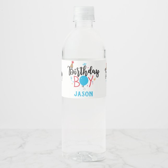 Étiquette Pour Bouteilles D'eau Personnalisé Birthday Boy (Devant)