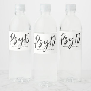 Étiquette Pour Bouteilles D'eau Personnalisé Elegant PsyD Docteur en Psychologie