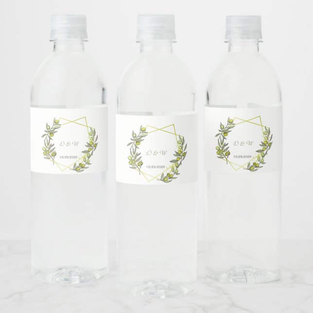 Étiquette Pour Bouteilles D'eau Personnaliser le mariage Olive (Bouteilles)