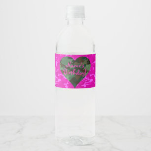 Étiquette Pour Bouteilles D'eau Personnalisez - Camo rose