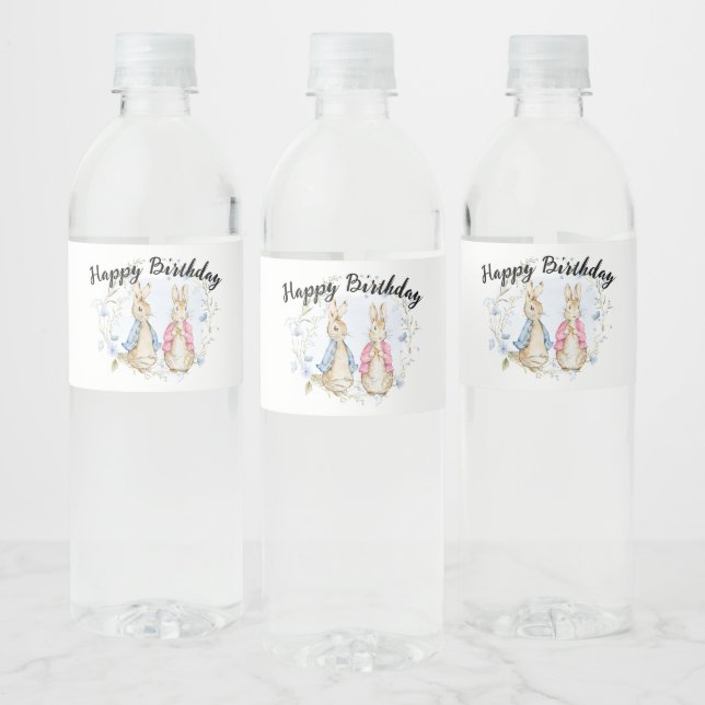 Étiquette Pour Bouteilles D'eau Peter et Flopsy Rabbit Joyeux anniversaire (Bouteilles)