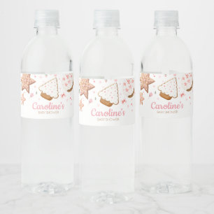 Étiquette Pour Bouteilles D'eau Petit Baby shower Cookie de Noël rose