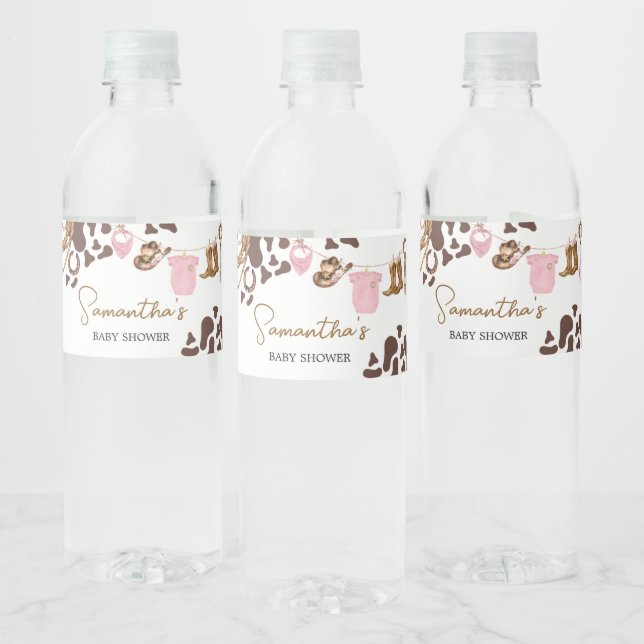 Étiquette Pour Bouteilles D'eau Petit Baby shower Cowgirl (Bouteilles)