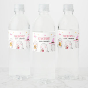 Étiquette Pour Bouteilles D'eau Petit Baby shower fantôme rose Boo