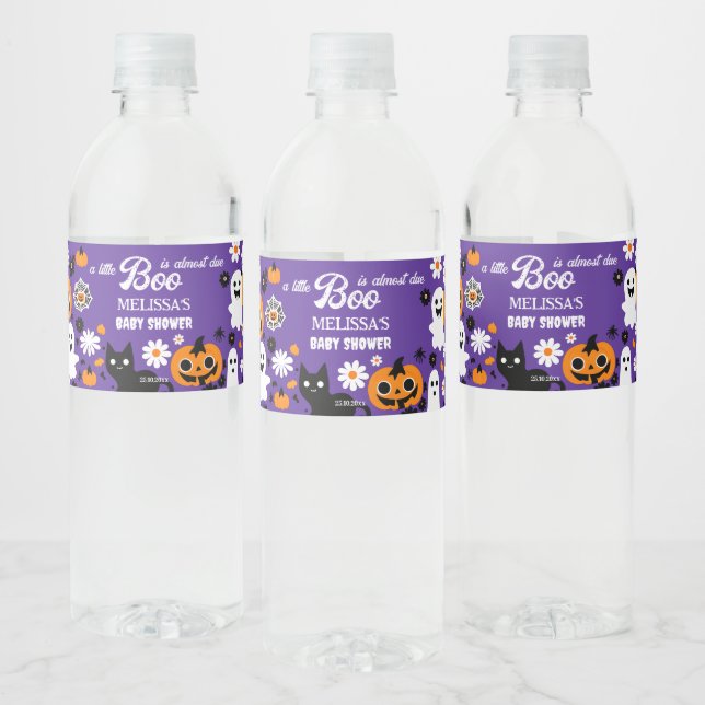 Étiquette Pour Bouteilles D'eau Petit baby shower rétro Halloween (Bouteilles)