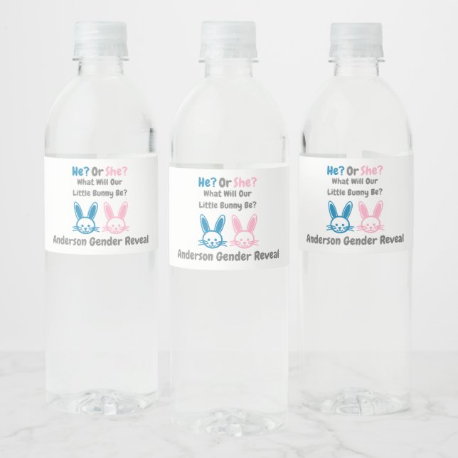 Étiquette Pour Bouteilles D'eau Petit Bunny Gender Reveal (Bouteilles)
