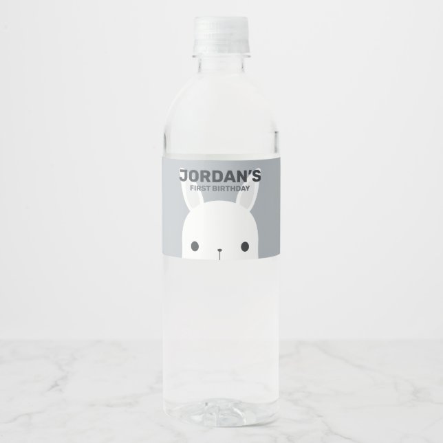 Étiquette Pour Bouteilles D'eau Petit lapin mignon Anniversaire (Devant)