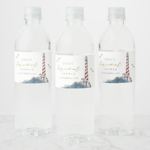 ÉTIQUETTE POUR BOUTEILLES D'EAU PHAROS MER BLEU CRÉPUSCULAIRE ROUGE DOUCHE NUPTIAL