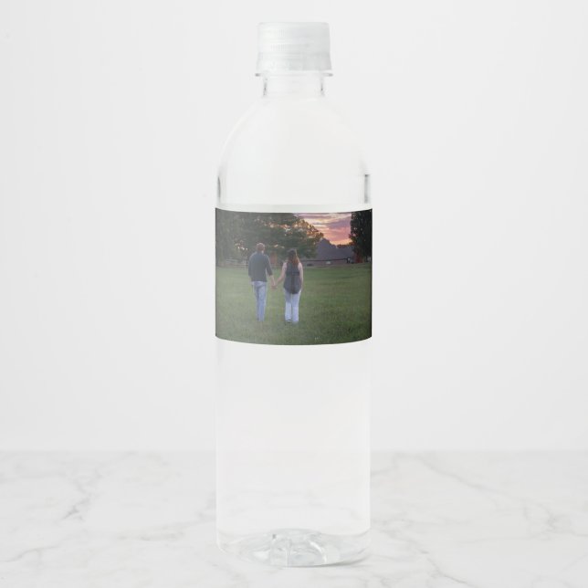 Étiquette Pour Bouteilles D'eau Photo avec Monogramme (Devant)