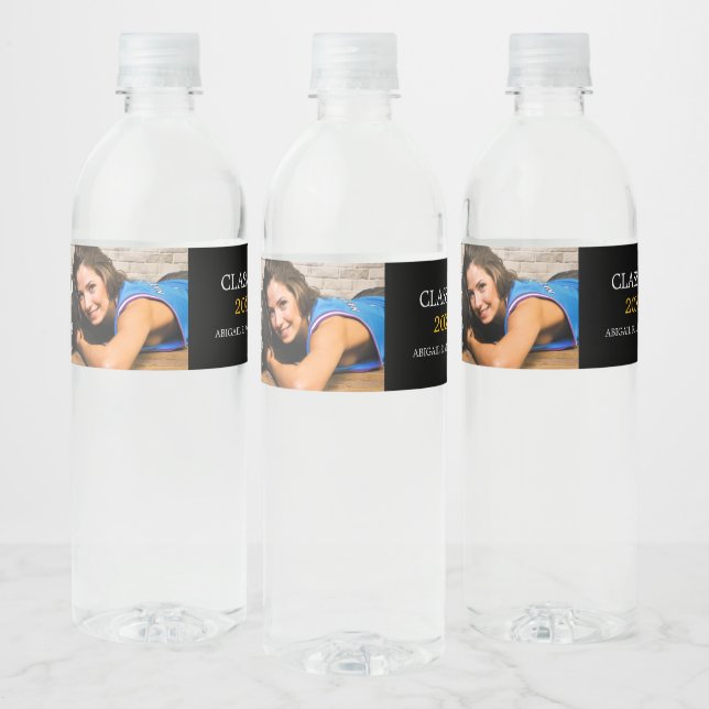 Étiquette Pour Bouteilles D'eau Photo de diplôme personnalisée (Bouteilles)