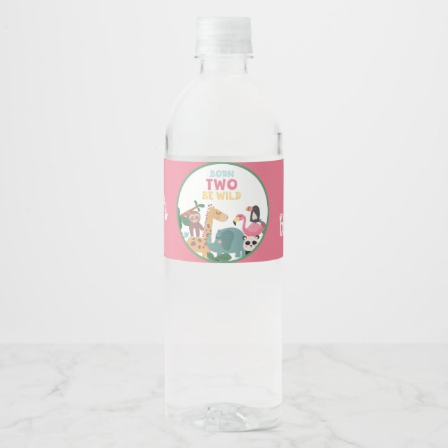 Étiquette Pour Bouteilles D'eau Pink Born Two Be Wild  (Devant)