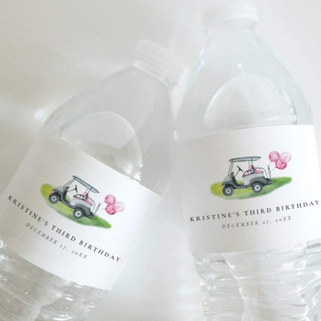 Étiquette Pour Bouteilles D'eau Pink Golf Birthday Par tee (Créateur téléchargé)