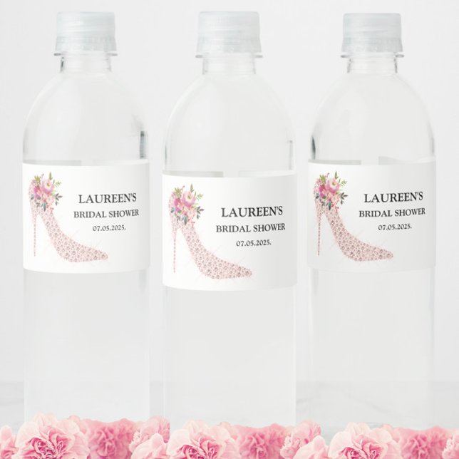 Étiquette Pour Bouteilles D'eau Pink High Heels Bridal Shower (Créateur téléchargé)