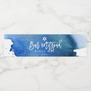 Étiquette Pour Bouteilles D'eau PixDezines Bar Mitzvah, Aquarelle marine