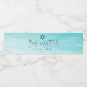 Étiquette Pour Bouteilles D'eau PixDezines Bar Mitzvah Aquarelle Plage riveraine
