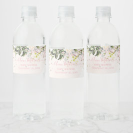 Étiquette Pour Bouteilles D'eau PixDezines Gomme Eucalyptus Aquarelle Rose Mariage