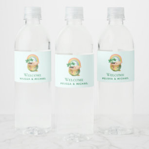 Étiquette Pour Bouteilles D'eau Planeur Jardin mignon avec Arc-en-ciel et Clover