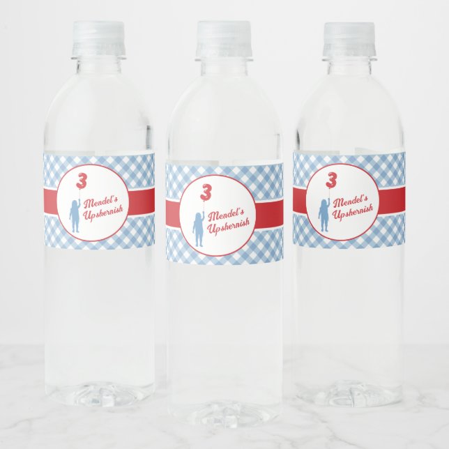 Étiquette Pour Bouteilles D'eau Plaques de papier bleu En vichy Upsherin (Bouteilles)