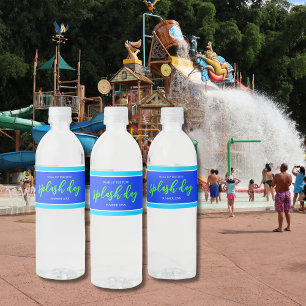 Étiquette Pour Bouteilles D'eau Plongez dans le bleu amusant Neon Green Summer Spl