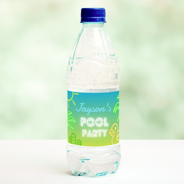 Étiquette Pour Bouteilles D'eau Pool Party Boy Anniversaire (Pool Party Boy Birthday Water Bottle Label)