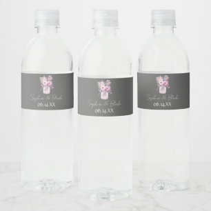 Étiquette Pour Bouteilles D'eau Pots Mason avec Fleurs Gris
