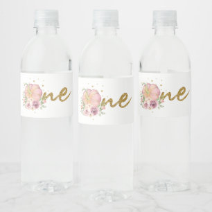 Étiquette Pour Bouteilles D'eau Premier anniversaire Thanksgiving Citrouille rose